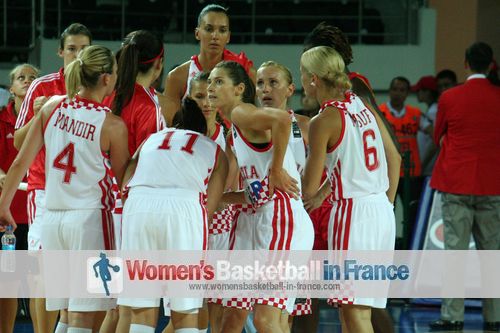 Players from Croatia celebrate victory at Olympic Qualifying Tournament ©  womensbasketball-in-france.com 